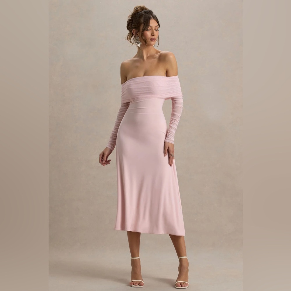 Club L London Off-Shoulder Blush Pink Dress